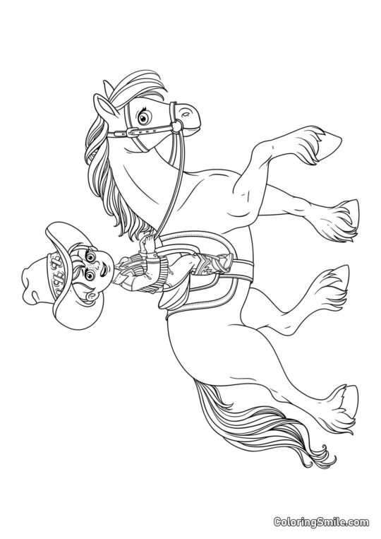 Garçon cowboy sur un cheval - Page de Coloriage