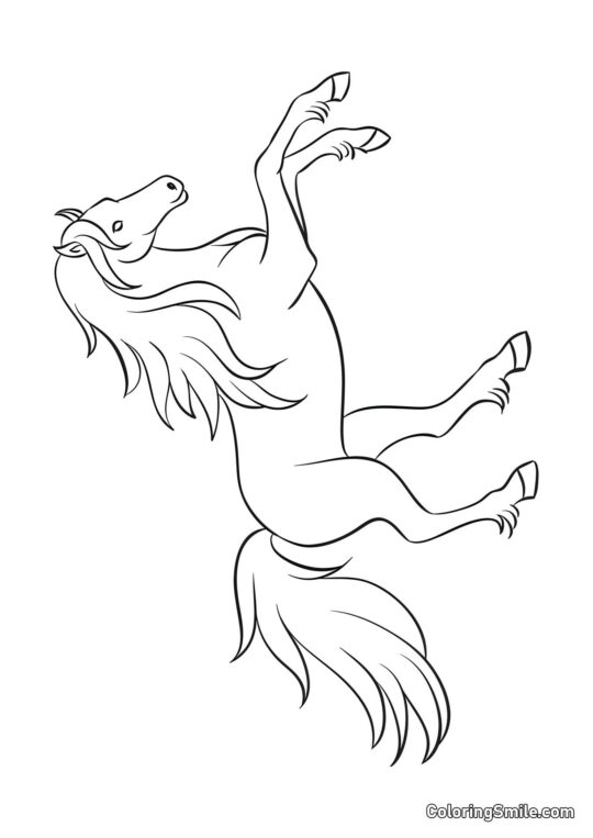 Cheval se tenant sur ses pattes arrière - Page de Coloriage