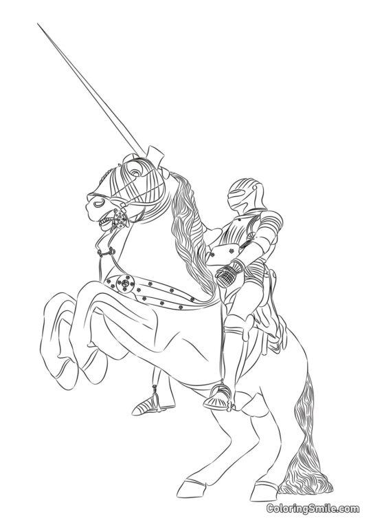 Chevalier sur un cheval - Page de Coloriage