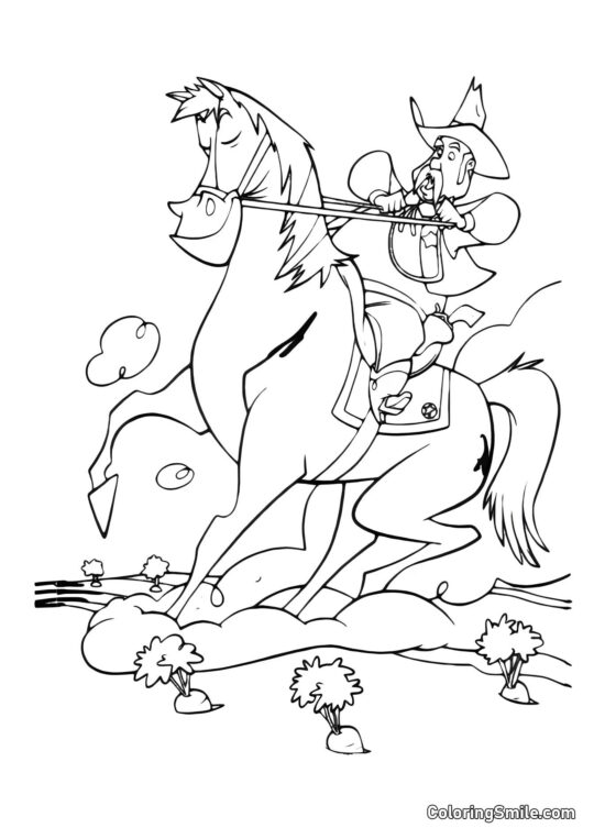 Cheval et cavalier héroïque - Page de Coloriage