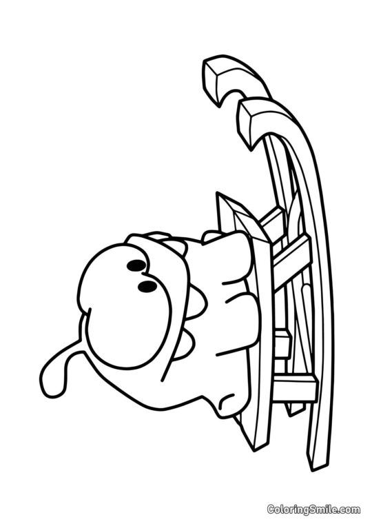 Om Nom sur un Traîneau pour le Nouvel An Om Nom sur un Traîneau pour le Nouvel An - Page de Coloriage