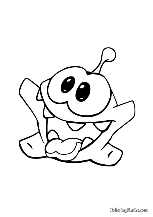 Om Nom Heureux Om Nom Heureux - Page de Coloriage