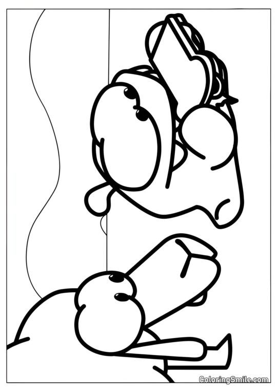 Om Nom avec un Sandwich et un Mouton Om Nom avec un Sandwich et un Mouton - Page de Coloriage