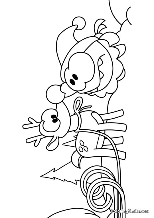 Om Nom et le Renne de Noël Om Nom et le Renne de Noël - Page de Coloriage