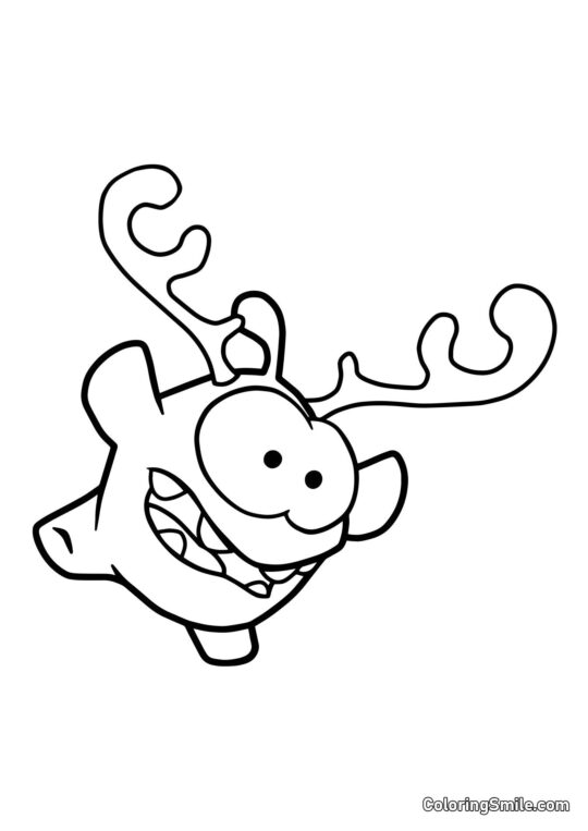 Om Nom avec des Cornes Om Nom avec des Cornes - Page de Coloriage