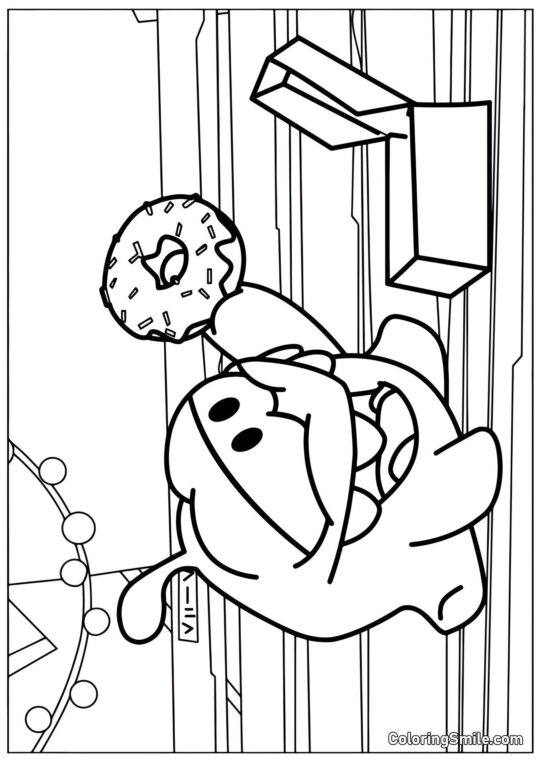 Om Nom et un Beignet Om Nom et un Beignet - Page de Coloriage