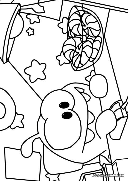 Om Nom à l’Ordinateur Om Nom à l’Ordinateur - Page de Coloriage