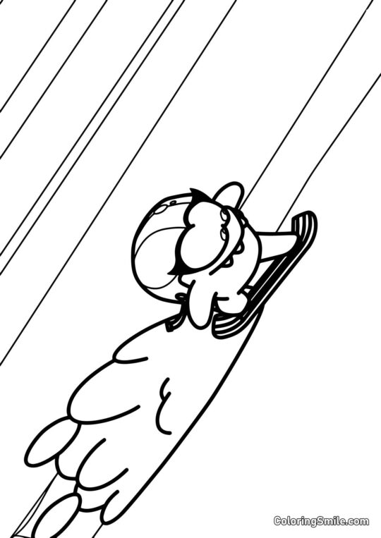 Om Nelle sur un Snowboard Om Nelle sur un Snowboard - Page de Coloriage