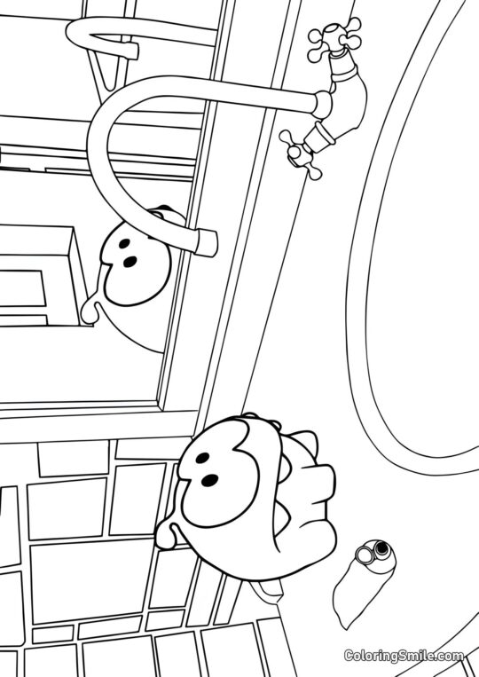 Om Nom dans la Salle de Bain Om Nom dans la Salle de Bain - Page de Coloriage