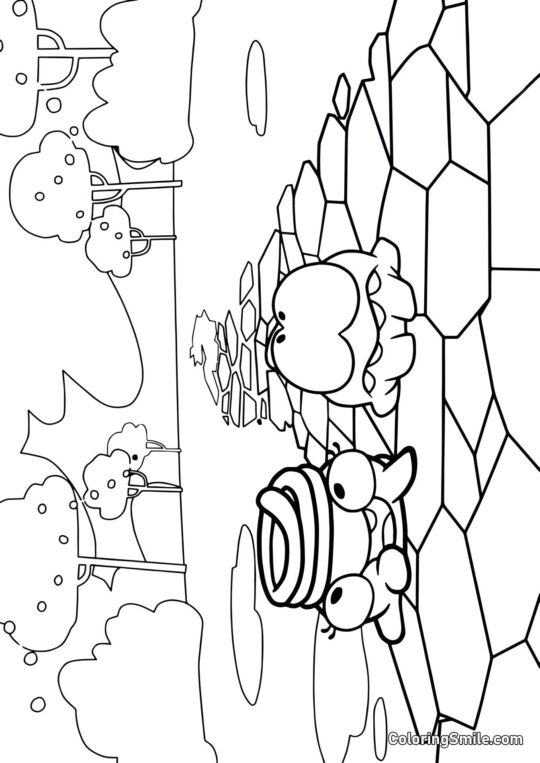 Om Nom dans le Parc Om Nom dans le Parc - Page de Coloriage