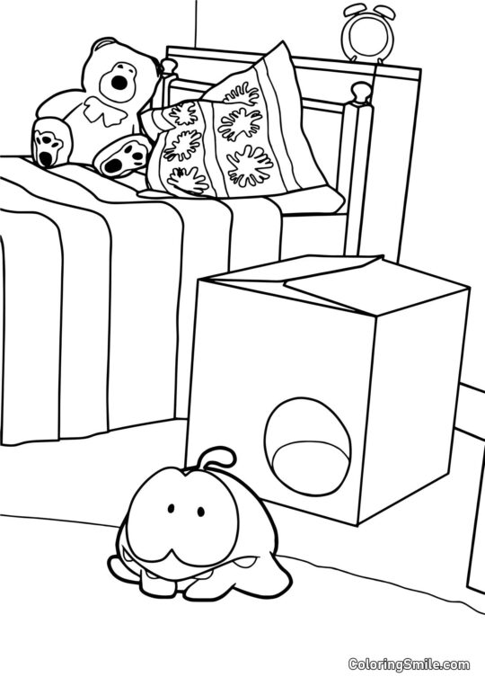 Om Nom dans la Chambre Om Nom dans la Chambre - Page de Coloriage
