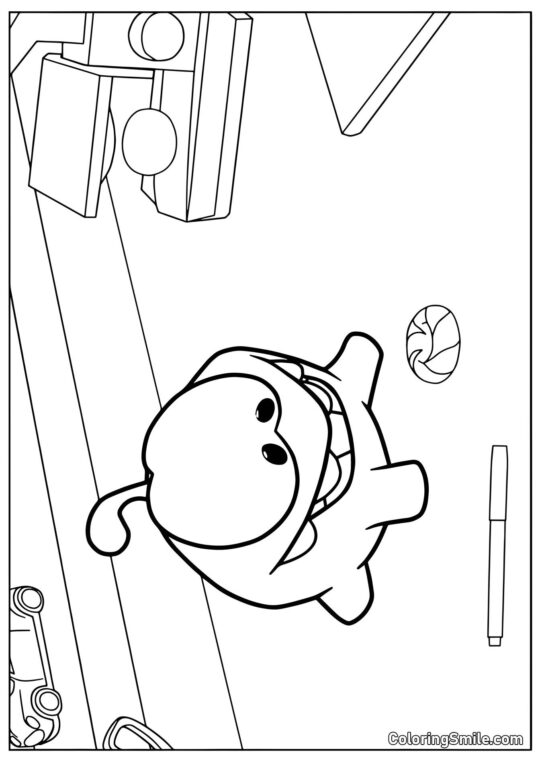 Om Nom sur la Table avec des Bonbons Om Nom sur la Table avec des Bonbons - Page de Coloriage