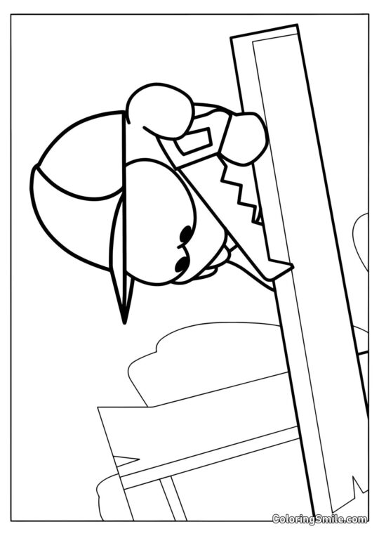 Om Nom avec une Scie Om Nom avec une Scie - Page de Coloriage
