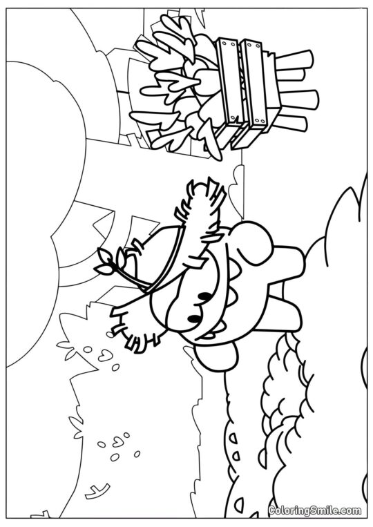 Om Nom avec une Boîte de Carottes Om Nom avec une Boîte de Carottes - Page de Coloriage