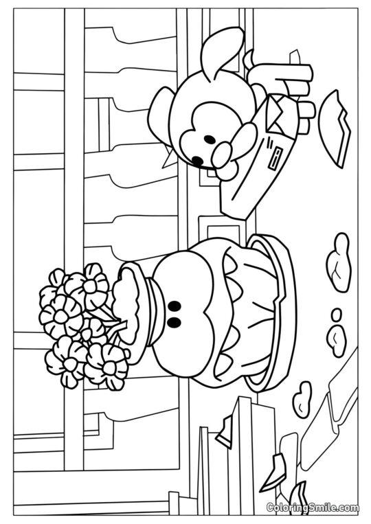 Om Nom avec un Chiot Om Nom avec un Chiot - Page de Coloriage