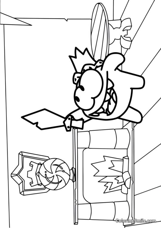 Roi Om Nom avec une Épée Roi Om Nom avec une Épée - Page de Coloriage