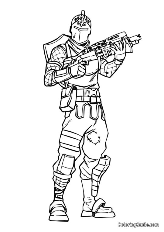 Fortnite Chevalier Noir avec Fusil à Pompe - Page de Coloriage