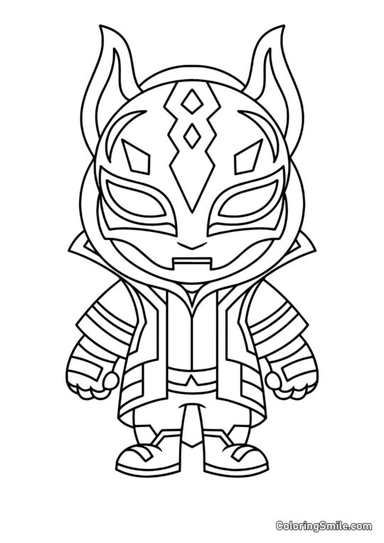 Fortnite Chibi Ronin masqué - Page de Coloriage