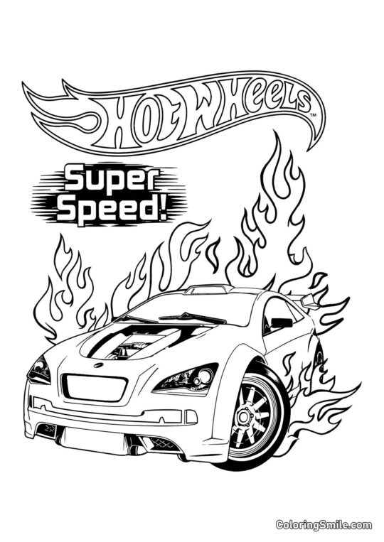 Hot Wheels en Flammes - Page de Coloriage