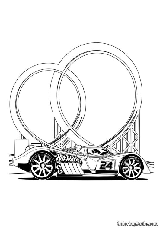 Hot Wheels avec Fond de Piste - Page de Coloriage