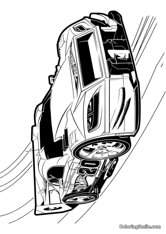 Hot Wheels dans les Courbes - Page de Coloriage
