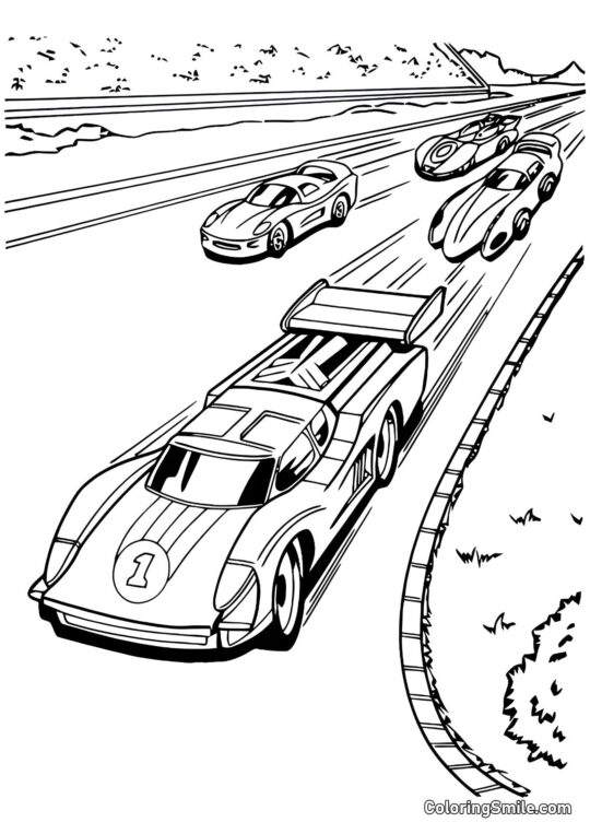 Hot Wheels sur la Piste - Page de Coloriage