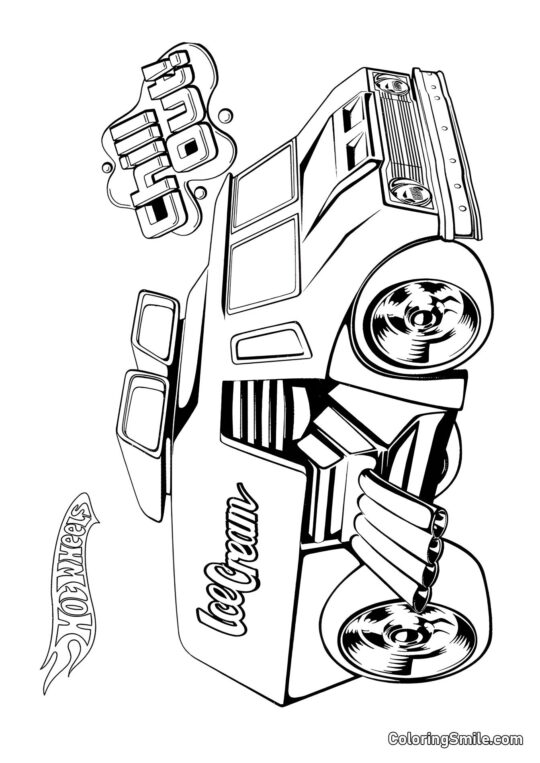 Camion de Glaces Hot Wheels - Page de Coloriage