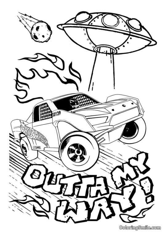 Hot Wheels et Soucoupe Volante - Page de Coloriage