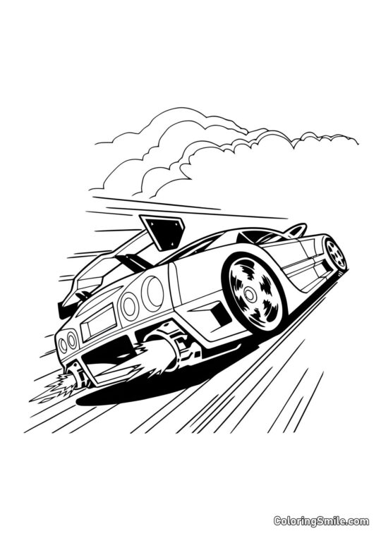 Hot Wheels Feu d&rsquo;Échappement - Page de Coloriage