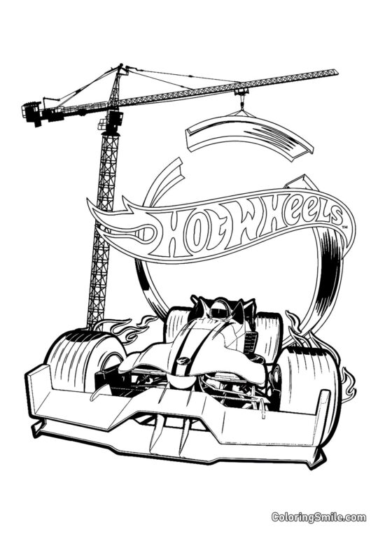 Hot Wheels et Construction de Piste - Page de Coloriage