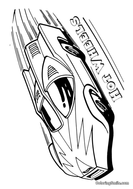 Hot Wheels sur la Piste de Course - Page de Coloriage