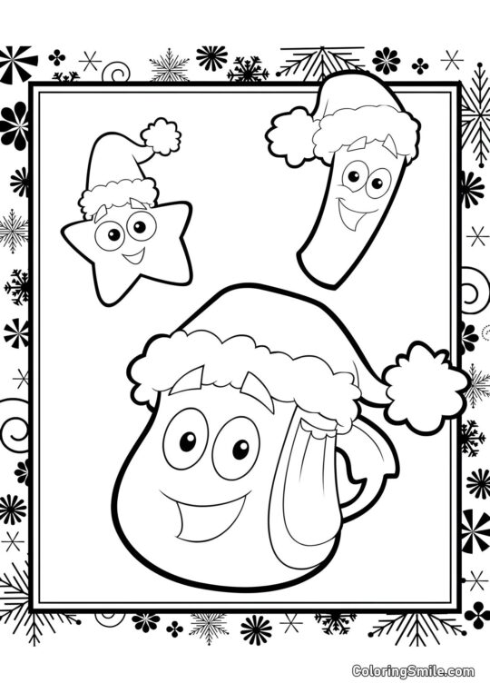 Le sac à dos de Dora pour le Nouvel An - Page de Coloriage