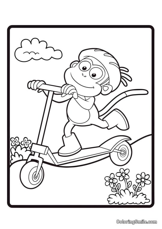 Bottes sur un skateboard - Page de Coloriage