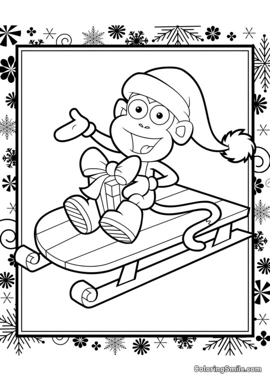 Bottes sur une luge - Page de Coloriage