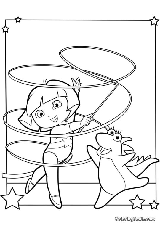 Iguane Isa et Dora l&rsquo;exploratrice - Page de Coloriage