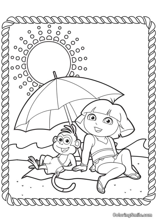 Dora à la plage - Page de Coloriage