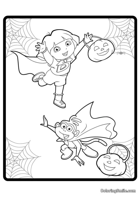 Halloween avec Dora - Page de Coloriage