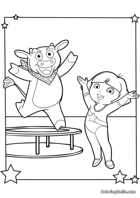 Exercice avec Dora et Borka - Page de Coloriage