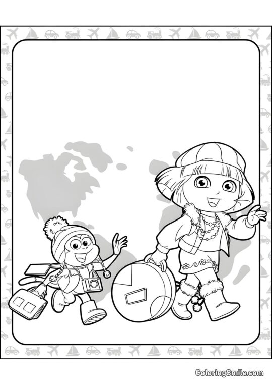 Autour du monde avec Dora - Page de Coloriage