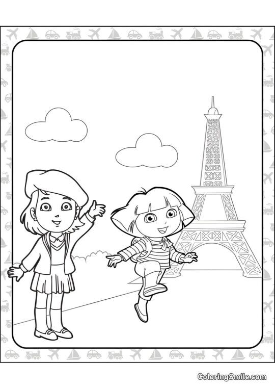 Dora l&rsquo;exploratrice à Paris - Page de Coloriage