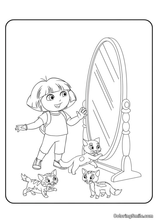 Dora et le miroir magique - Page de Coloriage