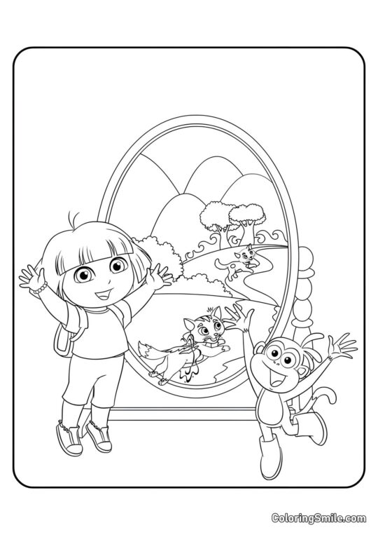 Dora au pays des merveilles - Page de Coloriage