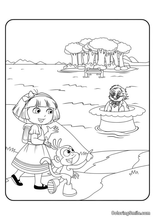 Dora et le Chapelier fou - Page de Coloriage