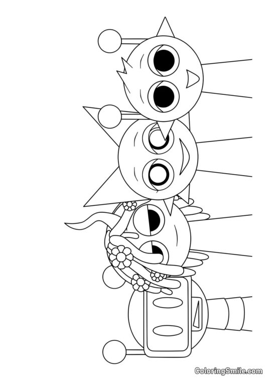 Sprunki Joyeux Bot, Vineria, Venda, et Simon Sprunki Joyeux Bot, Vineria, Venda, et Simon - Page de Coloriage