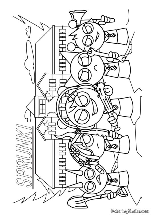 Sprunki avec des Armes Sprunki avec des Armes - Page de Coloriage