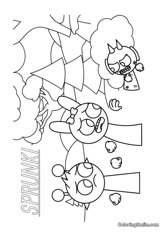 Sprunki Simon, Pinky, et Derpl Sprunki Simon, Pinky, et Derpl - Page de Coloriage