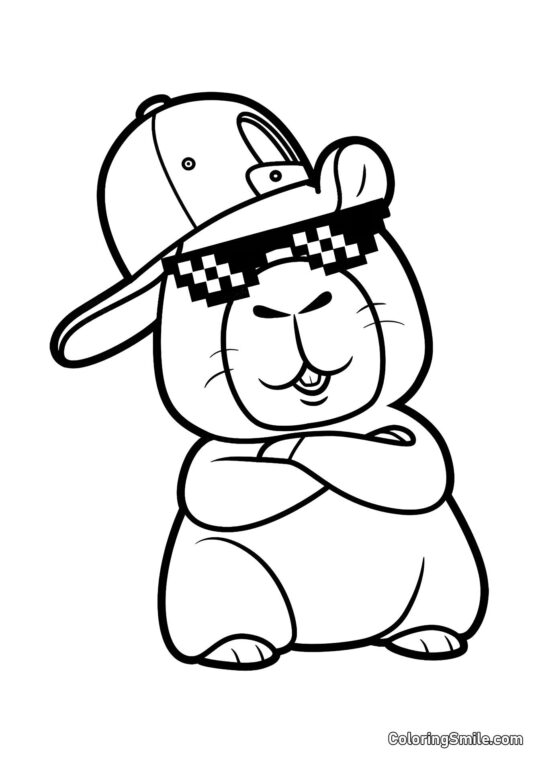 Capybara rappeur - Page de Coloriage