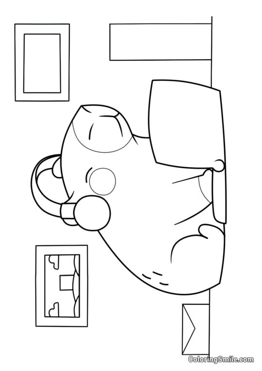 Capybara avec un ordinateur portable - Page de Coloriage