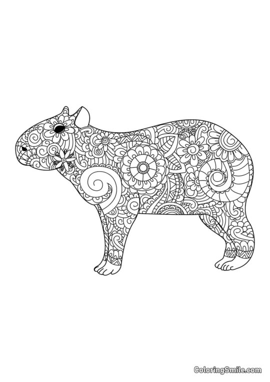 Capybara antistress debout - Page de Coloriage