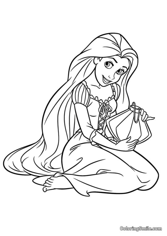 Raiponce avec lanterne - Page de Coloriage